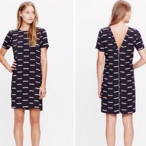 MADEWELL IKAT DASH SHIRT DRESS NAVY BLUE CREAM ZIP BACK 2